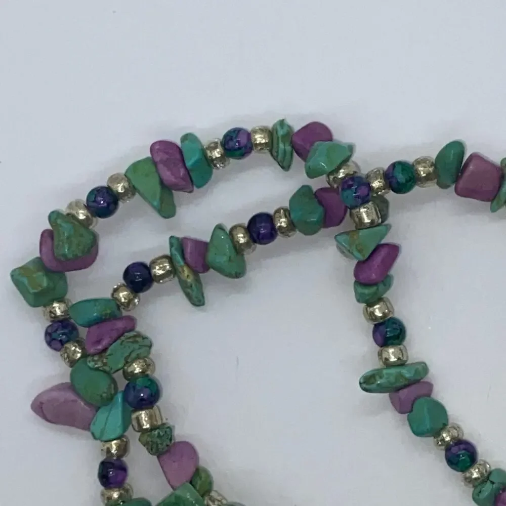Girls Handmade Rock Beaded Green Elephant Necklace